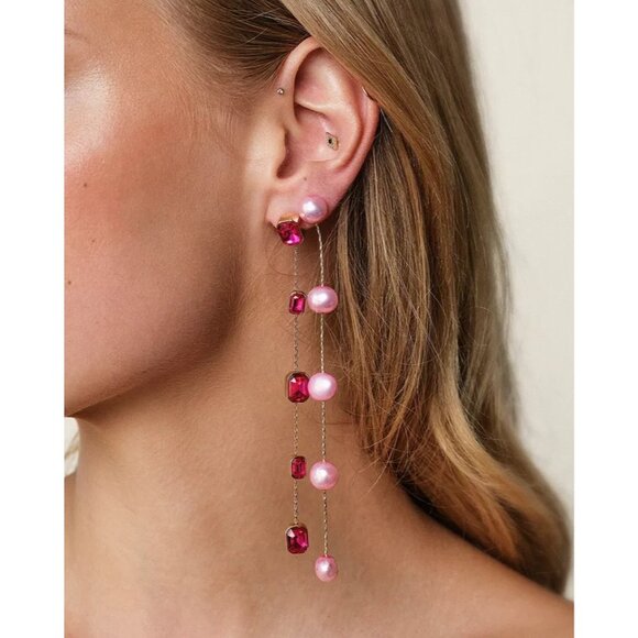 Ettika Delicate Drop Earrings in Blush Pearl New Womens Dangle - Picture 7 of 10